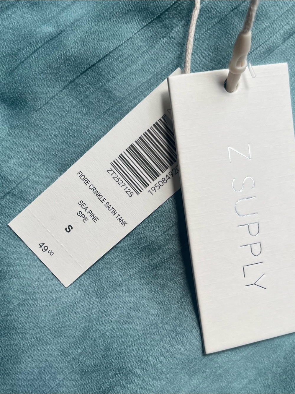 NWT Z Supply Fiore Satin Crop Tank | Size Small | Sea Pine - Picture 7 of 12
